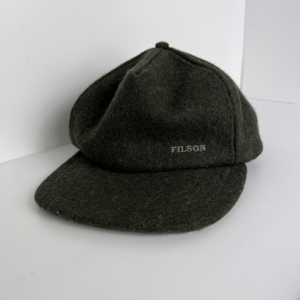 Filson Hat Mens Green Cap Baseball Strap Back Wool Felt Leather Strap Winter